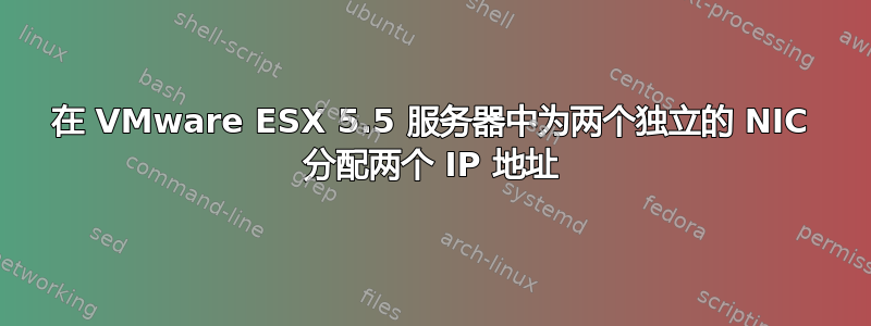 在 VMware ESX 5.5 服务器中为两个独立的 NIC 分配两个 IP 地址