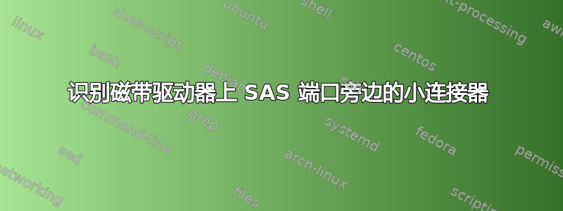 识别磁带驱动器上 SAS 端口旁边的小连接器