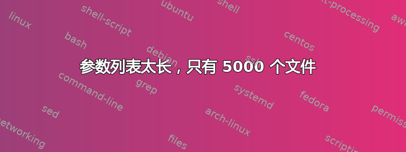 参数列表太长，只有 5000 个文件 