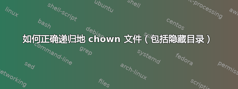 如何正确递归地 chown 文件（包括隐藏目录）