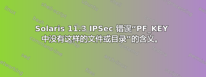 Solaris 11.3 IPSec 错误“PF_KEY 中没有这样的文件或目录”的含义。