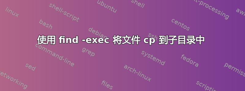 使用 find -exec 将文件 cp 到子目录中