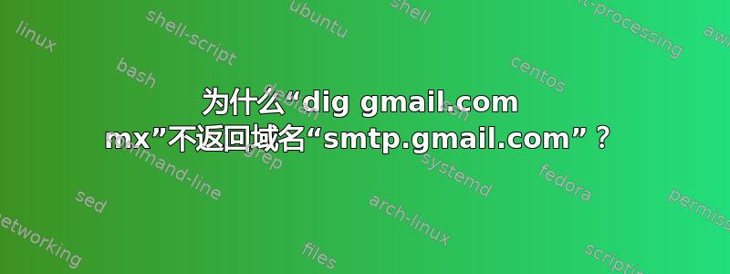 为什么“dig gmail.com mx”不返回域名“smtp.gmail.com”？