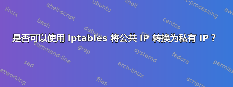 是否可以使用 iptables 将公共 IP 转换为私有 IP？