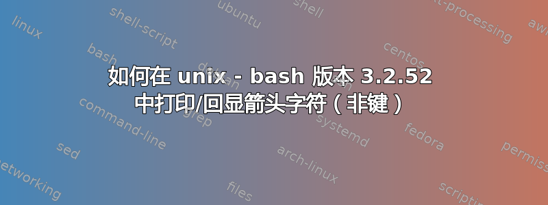 如何在 unix - bash 版本 3.2.52 中打印/回显箭头字符（非键）