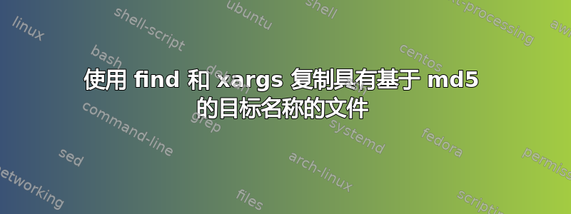 使用 find 和 xargs 复制具有基于 md5 的目标名称的文件