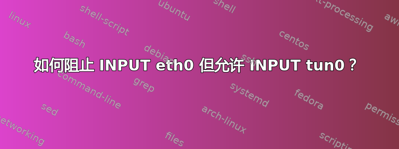 如何阻止 INPUT eth0 但允许 INPUT tun0？