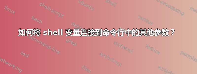 如何将 shell 变量连接到命令行中的其他参数？