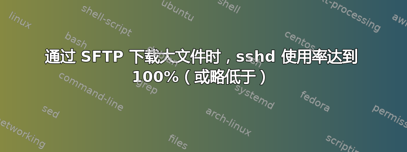 通过 SFTP 下载大文件时，sshd 使用率达到 100%（或略低于）