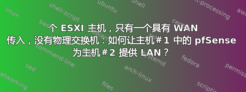 2 个 ESXI 主机，只有一个具有 WAN 传入，没有物理交换机：如何让主机＃1 中的 pfSense 为主机＃2 提供 LAN？