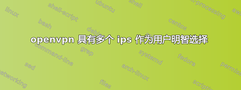 openvpn 具有多个 ips 作为用户明智选择