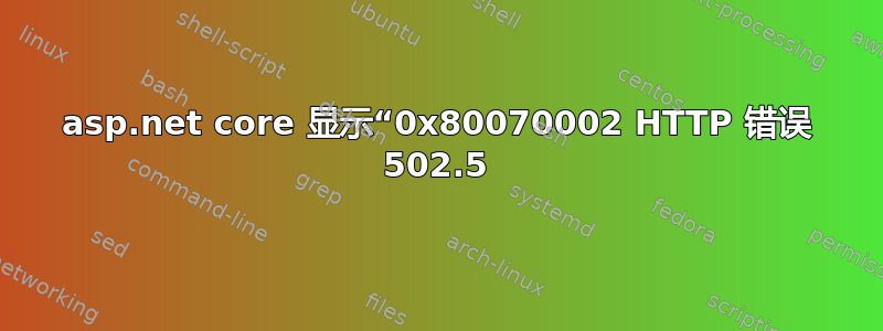 asp.net core 显示“0x80070002 HTTP 错误 502.5