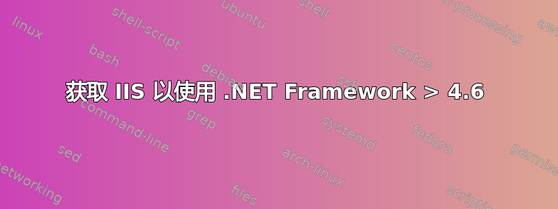 获取 IIS 以使用 .NET Framework > 4.6