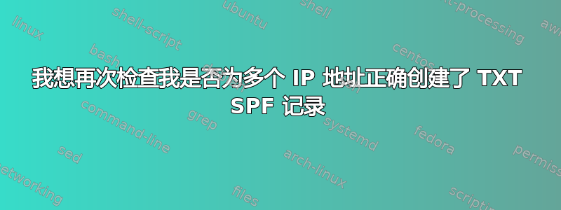 我想再次检查我是否为多个 IP 地址正确创建了 TXT SPF 记录