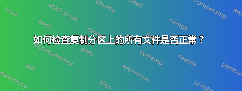 如何检查复制分区上的所有文件是否正常？