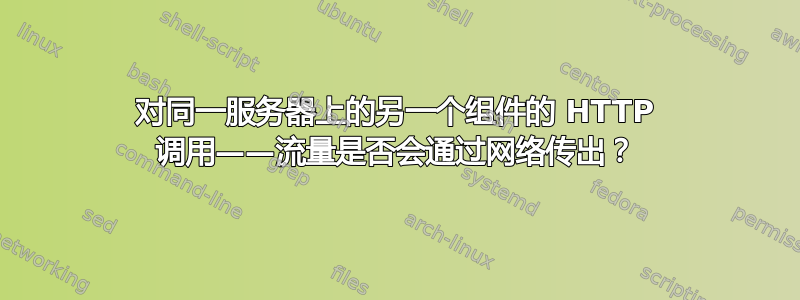 对同一服务器上的另一个组件的 HTTP 调用——流量是否会通过网络传出？