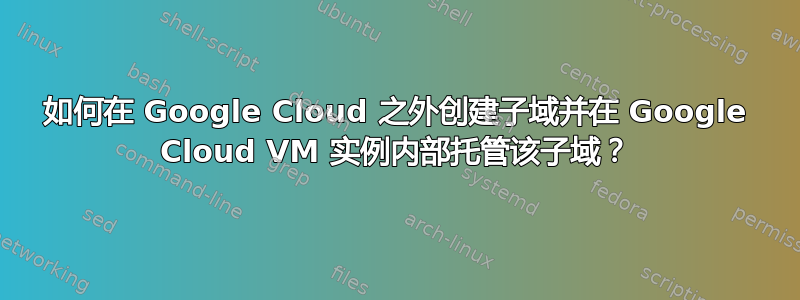 如何在 Google Cloud 之外创建子域并在 Google Cloud VM 实例内部托管该子域？