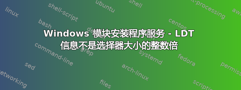 Windows 模块安装程序服务 - LDT 信息不是选择器大小的整数倍