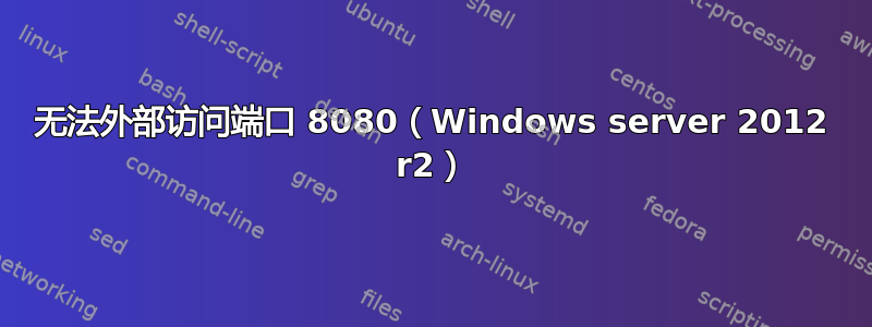 无法外部访问端口 8080（Windows server 2012 r2）