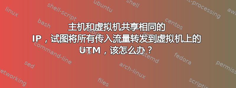 主机和虚拟机共享相同的 IP，试图将所有传入流量转发到虚拟机上的 UTM，该怎么办？