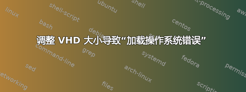 调整 VHD 大小导致“加载操作系统错误”