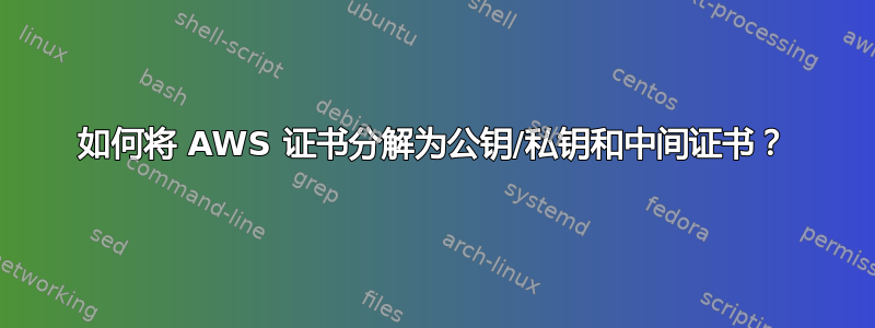 如何将 AWS 证书分解为公钥/私钥和中间证书？