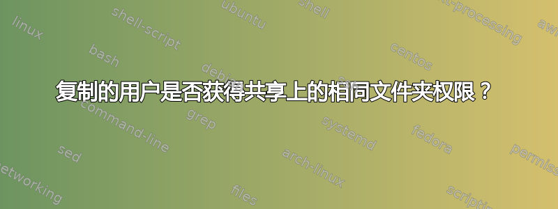 复制的用户是否获得共享上的相同文件夹权限？