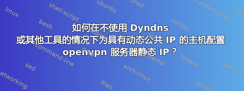 如何在不使用 Dyndns 或其他工具的情况下为具有动态公共 IP 的主机配置 openvpn 服务器静态 IP？