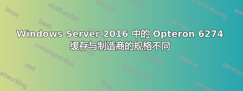 Windows Server 2016 中的 Opteron 6274 缓存与制造商的规格不同