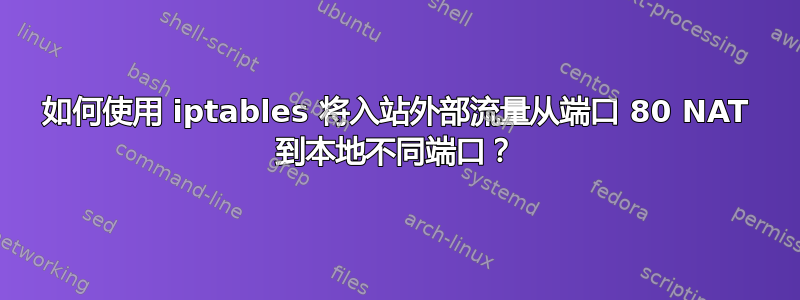 如何使用 iptables 将入站外部流量从端口 80 NAT 到本地不同端口？