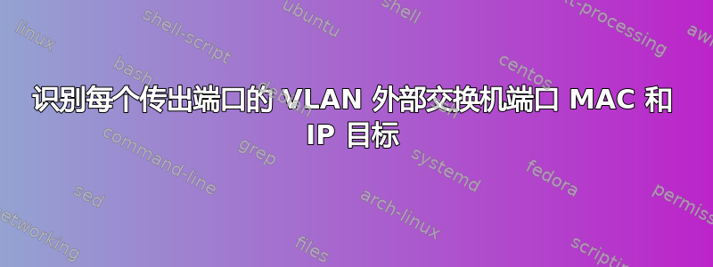 识别每个传出端口的 VLAN 外部交换机端口 MAC 和 IP 目标