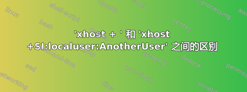 'xhost + ' 和 'xhost +SI:localuser:AnotherUser' 之间的区别