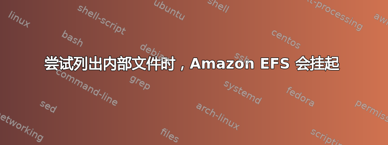 尝试列出内部文件时，Amazon EFS 会挂起