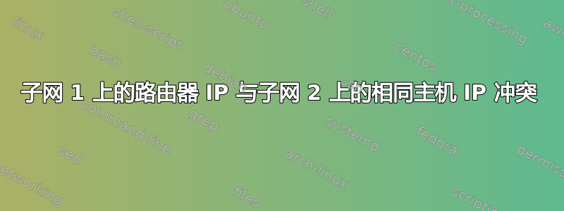 子网 1 上的路由器 IP 与子网 2 上的相同主机 IP 冲突