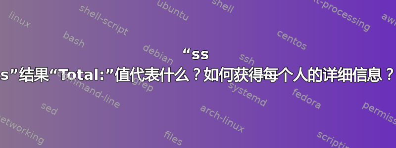 “ss -s”结果“Total:”值代表什么？如何获得每个人的详细信息？