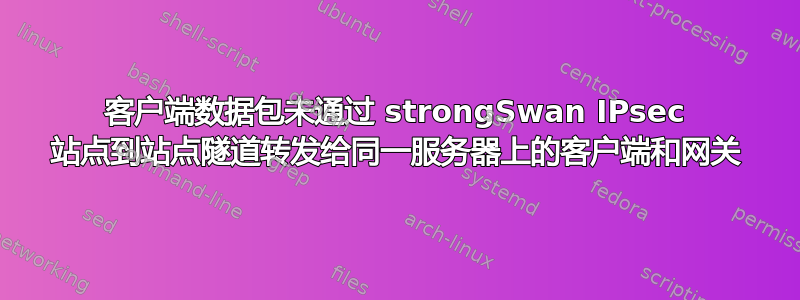 客户端数据包未通过 strongSwan IPsec 站点到站点隧道转发给同一服务器上的客户端和网关