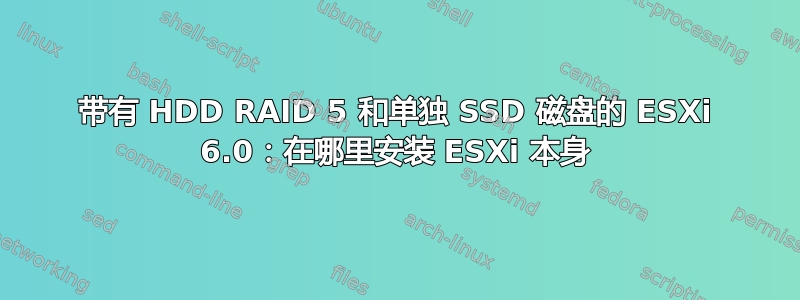 带有 HDD RAID 5 和单独 SSD 磁盘的 ESXi 6.0：在哪里安装 ESXi 本身