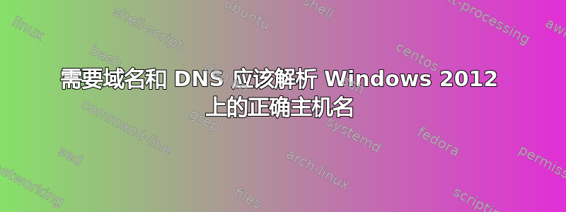 需要域名和 DNS 应该解析 Windows 2012 上的正确主机名