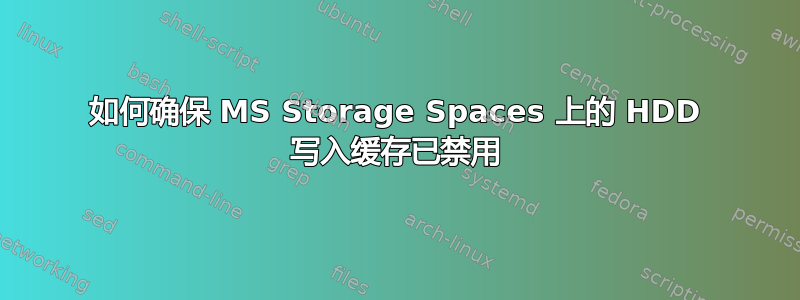 如何确保 MS Storage Spaces 上的 HDD 写入缓存已禁用