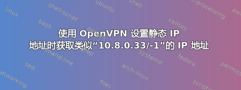 使用 OpenVPN 设置静态 IP 地址时获取类似“10.8.0.33/-1”的 IP 地址