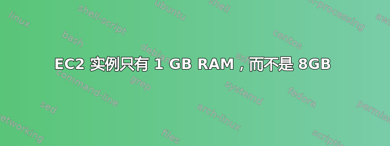 EC2 实例只有 1 GB RAM，而不是 8GB