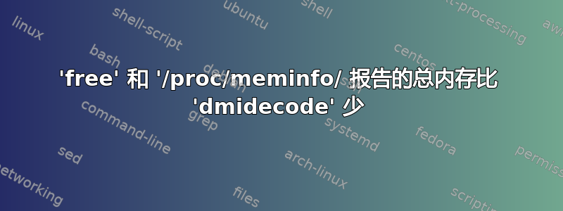 'free' 和 '/proc/meminfo/ 报告的总内存比 'dmidecode' 少