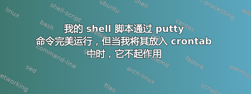 我的 shell 脚本通过 putty 命令完美运行，但当我将其放入 crontab 中时，它不起作用