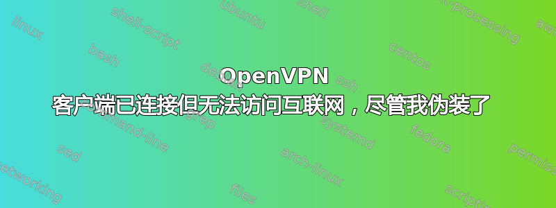 OpenVPN 客户端已连接但无法访问互联网，尽管我伪装了 