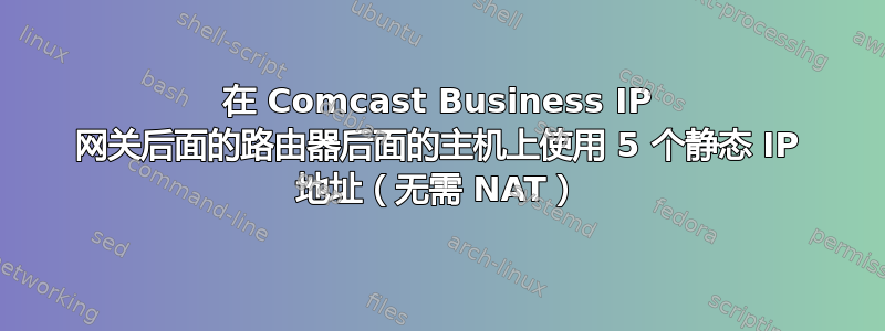 在 Comcast Business IP 网关后面的路由器后面的主机上使用 5 个静态 IP 地址（无需 NAT）