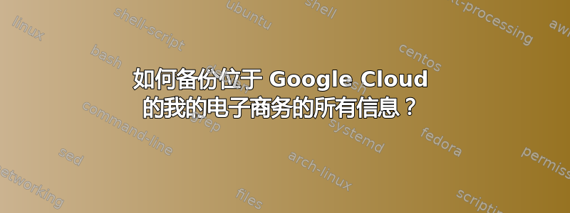 如何备份位于 Google Cloud 的我的电子商务的所有信息？