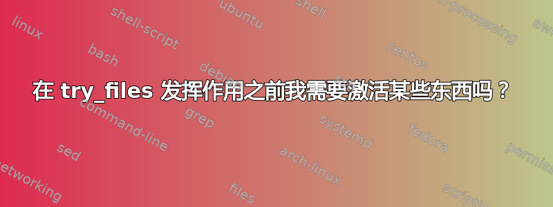 在 try_files 发挥作用之前我需要激活某些东西吗？