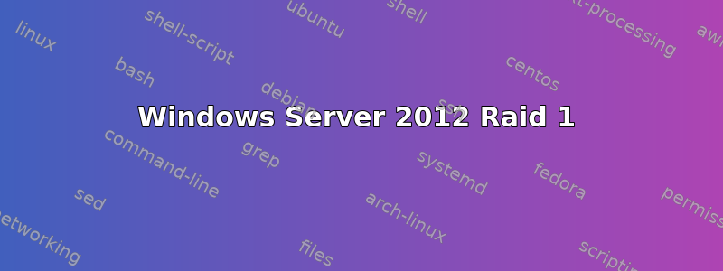 Windows Server 2012 Raid 1