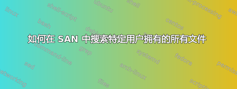 如何在 SAN 中搜索特定用户拥有的所有文件