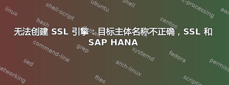 无法创建 SSL 引擎：目标主体名称不正确，SSL 和 SAP HANA